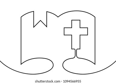 Vector Bible. One line style Christian Book illustration
