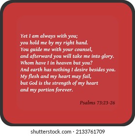 Vektorgrafik: Bibeltext: Aber ich bin immer bei dir...... Psalmen 73: 23-26, auf rotem und blauem Hintergrund