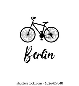 Vector Bicycle Berlin Icon Symbol print illustration isolated on white lettering