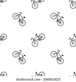 Vector Bicycle Bike Seamless Pattern Blackon White Background