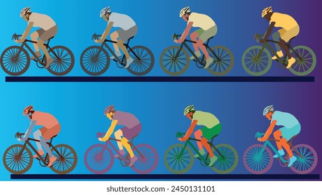 Vector bicycle biker male character bicyling colorfull