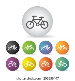 vector bicycle button icon set   