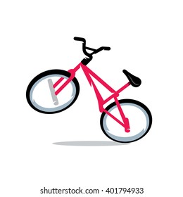 Vector Bicycle Cartoon Illustration. Stylish pink sports bike. Branding Identity Corporate unusual Logo isolated on a white background