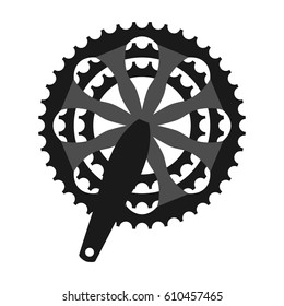 Vector bicycle cogwheel crankset sprocket. Bike crankset cassette symbol