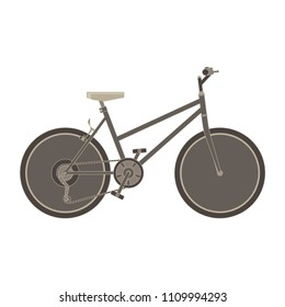 Vector bicycle flat icon illustration. Bike side view isolated. Black cycle modern motion pedal race speed spoke shape. Sign silhouette sport. Tandem travel vehicle wheel velocity white.