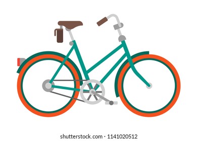 Vector bicycle in flat style isolated on white