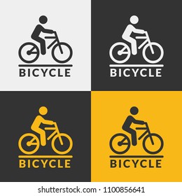 Vector Bicycle Icon. Bike With Rider Sign.