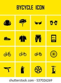 Vector bicycle icon set. mono symbol