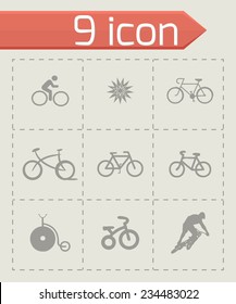 Vector bicycle icons set on grey background