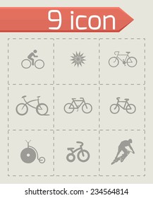 Vector bicycle icons set on grey background