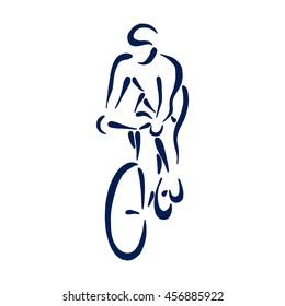 Vector bicycle illustration on white background. Hand drawn line art sketch.