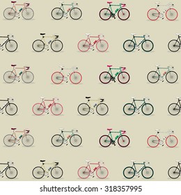 Vector bicycle illustration with text Ride Me on tan background. Bicycle pattern.