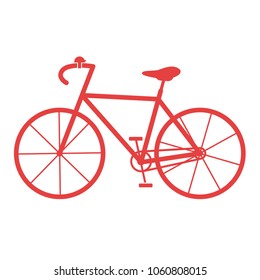 Vector Bicycle Isolated Illustration Red on White Background with a Bell