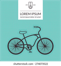 Vector bicycle and label on pattern with dots