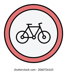Vector Bicycle Lane Filled Outline Icon Design
