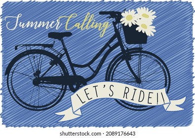 Vector bicycle print design evoking summer and vacation.