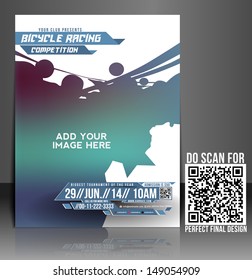 Vector bicycle racing, flyer, brochure, magazine cover & poster template