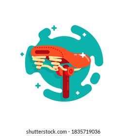 Vector Bicycle seat. Concept icon for a bike parts shop. Flat style, isolated on white. Turquoise and orange colors.
