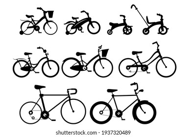 Vector Bicycle silhouette black cartoon style