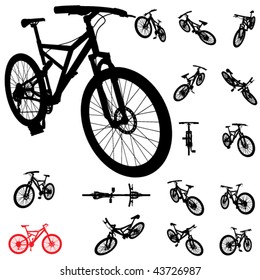 vector bicycle silhouette set