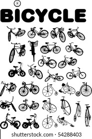 vector bicycle silhouette set