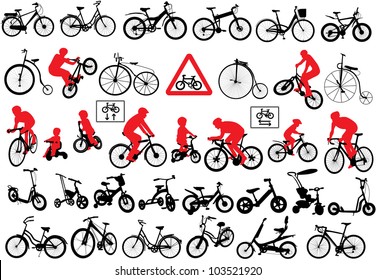 Vector bicycle silhouette set on EPS 8