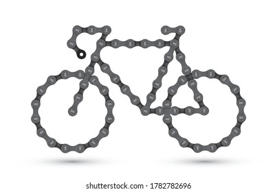 Vector bicycle symbol created using a realistic chain. Isolated on white background.