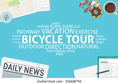 vector bicycle tour concept,template
