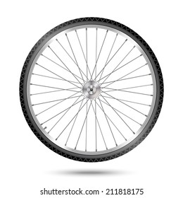 Vector Bicycle Wheel On White Background