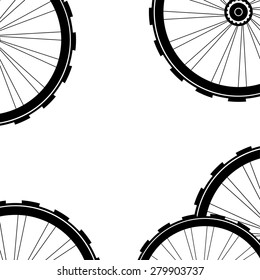 vector bicycle wheels pattern isolated on white background