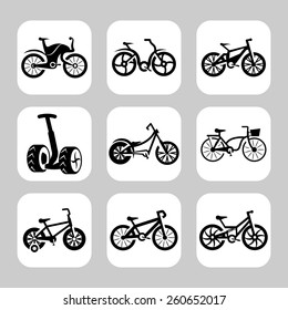 Vector bicycles icon set