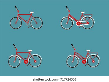 Vector bicycles set, isolated on white