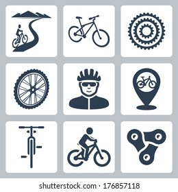 Vector bicycling, cycling icons set