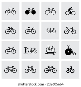 Vector bicyle icon set on grey background