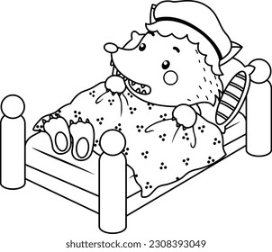 un vector de la oferta lobo malo en color negro y blanco