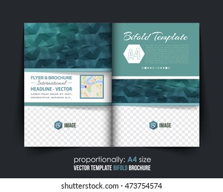 Vector Bi-Fold Brochure Design. Corporate Leaflet, Cover Template