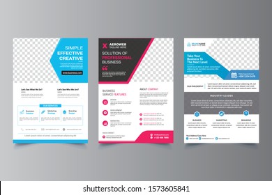 Vector bi-fold brochure template design or flyer layout to use for business applications, magazines, advertising, product sheets, item notes, event flyers or meeting invitations. - Vector