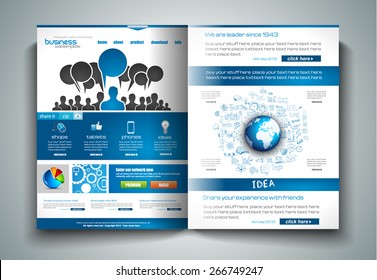 Vector Bi-fold Brochure Template Design Or Flyer Layout To Use For Business Applications, Magazines, Advertising, Product Sheets, Item Notes, Event Flyers Or Meeting Invitations.