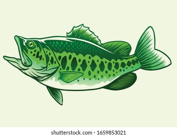 vector of big bass green fish