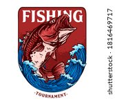 vector of big bass or red snapper fish for fishing tournament badge logo