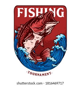 Vector Of Big Bass Or Red Snapper Fish For Fishing Tournament Badge Logo