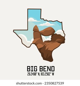 vector of big bend national park in texas perfect for print, t-shirt design, etc