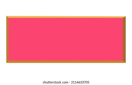 Vector big blank rectangle pink board frame brown wooden edge or background for drawing empty for notice text message or copy space