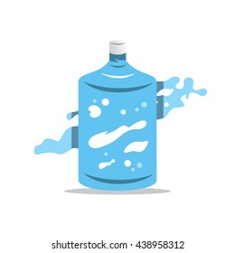 Vector Big bottle of Water Cartoon Illustration. ?ontainer on a background of splashing liquid. Isolated on a white background