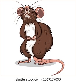 Vector of big brown rat standing on back paws