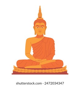 Vektorgrafik Big Buddha Statue Cartoon Illustration Isolated