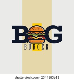 Vector Big burger fresh minimal logo template with trendy colors