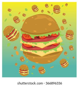 vector big burger illustration 