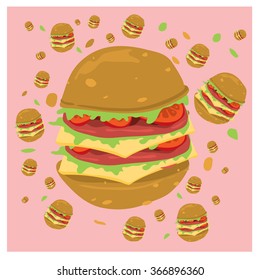 vector big burger illustration 