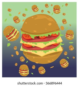 vector big burger illustration 